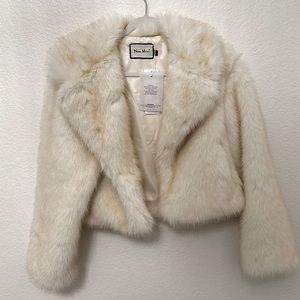 White cropped fur coat